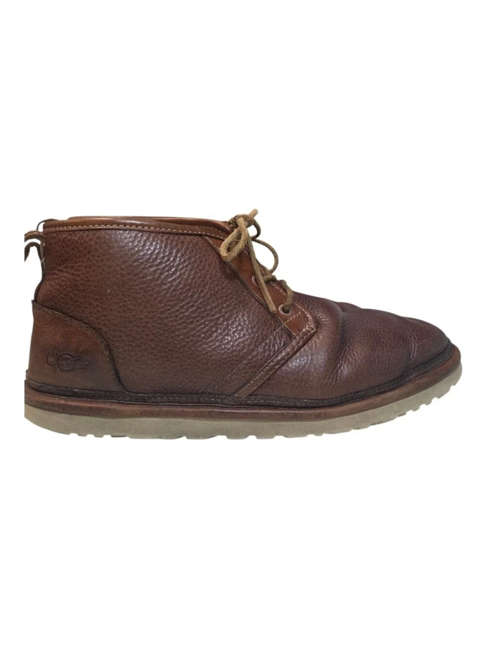 UGG Neumel Chukka Mens Brown Pebbled Leather Sherpa Lined Ankle Boots Size 11
